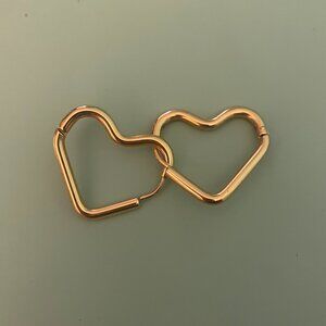 18k Gold Plated Stainless Steel Everyday Heart Hoop Earrings